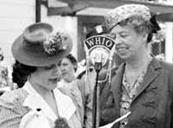 Audrey Wilcke Evans interviewing Eleanor Roosevelt for WHIO Radio in Dayton, Ohio, ca. 1941.