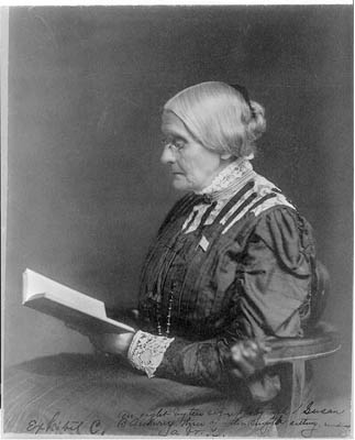 Susan B. Anthony Carte de visite inscribed to Elizabeth Cady Stanton, no date.